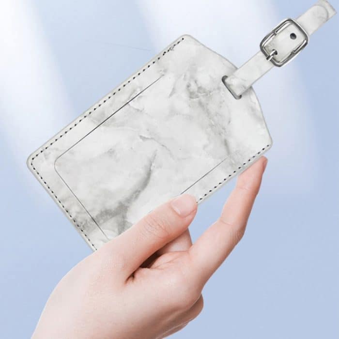 2 Stück marmorierter PU-Leder-Gepäckanhänger mit Ölkante zum Nähen mit Metallschnalle – Bild 5