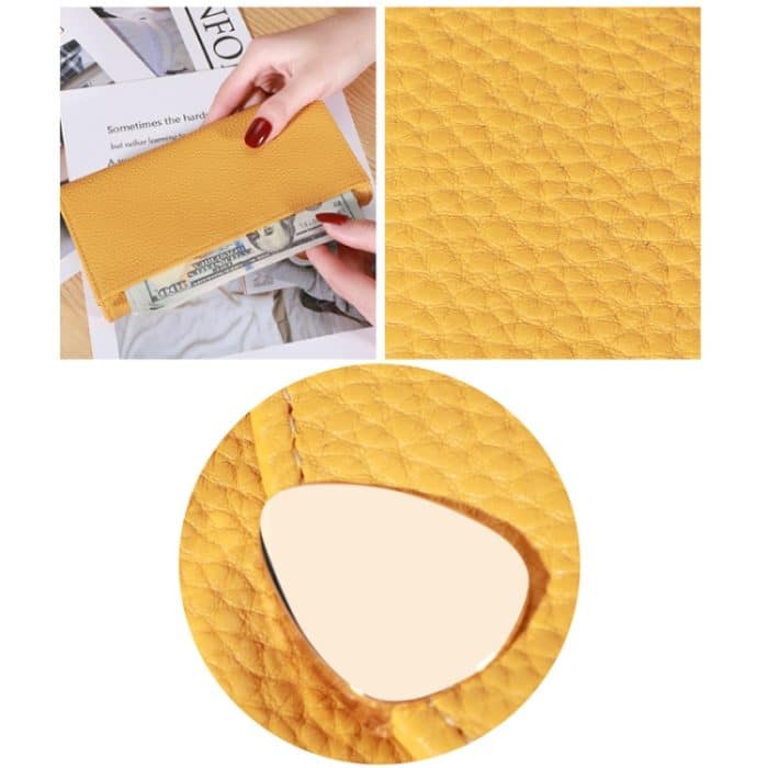 87P Litschi-Muster Multifunktionale Geldbörse mit großem Fassungsvermögen, Yellow, Green, Blue, Black, Pink, Red Wine, Brown – Bild 5