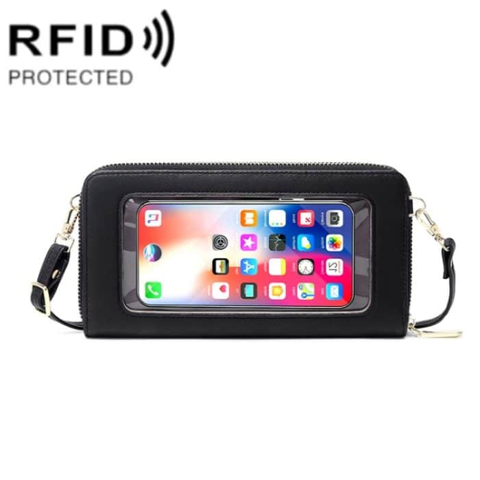 1665 RFID Antimagnetischer, diebstahlsicherer Touchscreen-Handytaschen-Kartenhalter zum Umhängen, Black, Orange, Red Wine, Grey, Royal Blue, Pink – Bild 1