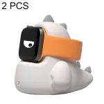 2 Stück H003 niedlicher Dinosaurier-förmiger Silikon-Ladeständer ohne Uhr für Apple Watch, White, Pink, Green, Black, Grey, Yellow, Purple