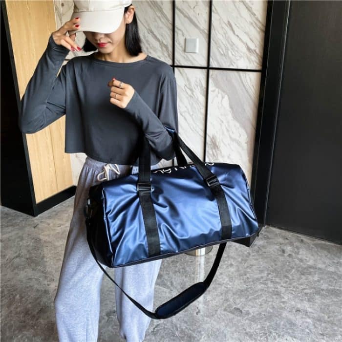 B-316 Glänzende, wasserdichte Fitnesstasche mit großem Fassungsvermögen, Gepäcktasche, Red, Blue, Black, Grey – Bild 7