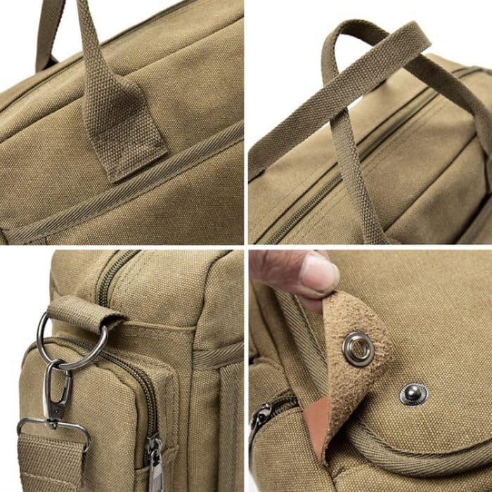 DJ05 Outdoor Canvas wasserdichte Handtasche Laptop Einzelschultertasche, Khaki, Coffee, Dark Gray, Mysterious Black – Bild 6