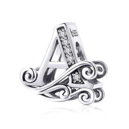 BSC030 26 Buchstaben DIY Armband Perlen Zubehör Zirkon Silber Perlen, Stil: