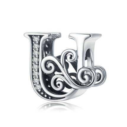 BSC030 26 Buchstaben DIY Armband Perlen Zubehör Zirkon Silber Perlen, Stil: