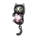 SCC2329 Little Black Cat DIY Armband Bead S925 Silber Bead Zubehör