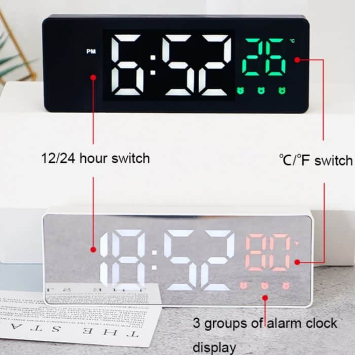 0715 Elektronische Uhr mit sprachaktivierter LED-Stummschaltung, Datums- und Temperaturanzeige, Black Surface Blue Light, Black Surface Green Light, Black Surface Red Light, White Shell Blue Light, White Shell Green Light, White Shell Red Light... – Bild 3