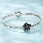 SCC2380 Gepflanzte schwarze Rose DIY Perlen 925 Silber Armband Perle – Bild 4