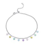 SCT020 Regenbogen-Liebes-Fußkettchen aus Silber S925-Silber-Fußkettchen