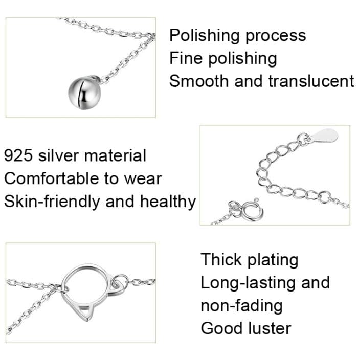 SCT003 Cat Bell 925 Silber Fußkettchen Weißgold überzogenes einfaches Damen Fußkettchen – Bild 2