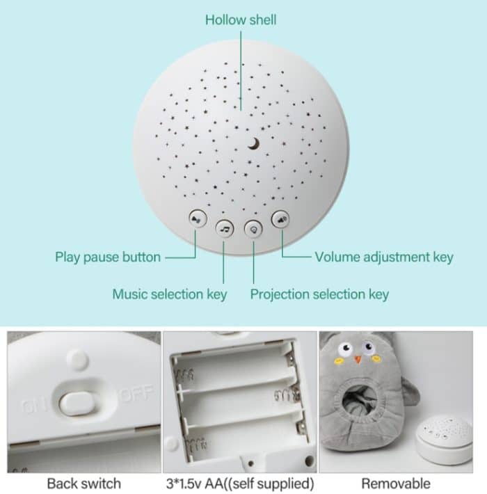 Plüschtiere für Kinder, gefüllte Plüschtiere mit Musik und Sternenprojektorlicht – Bild 5