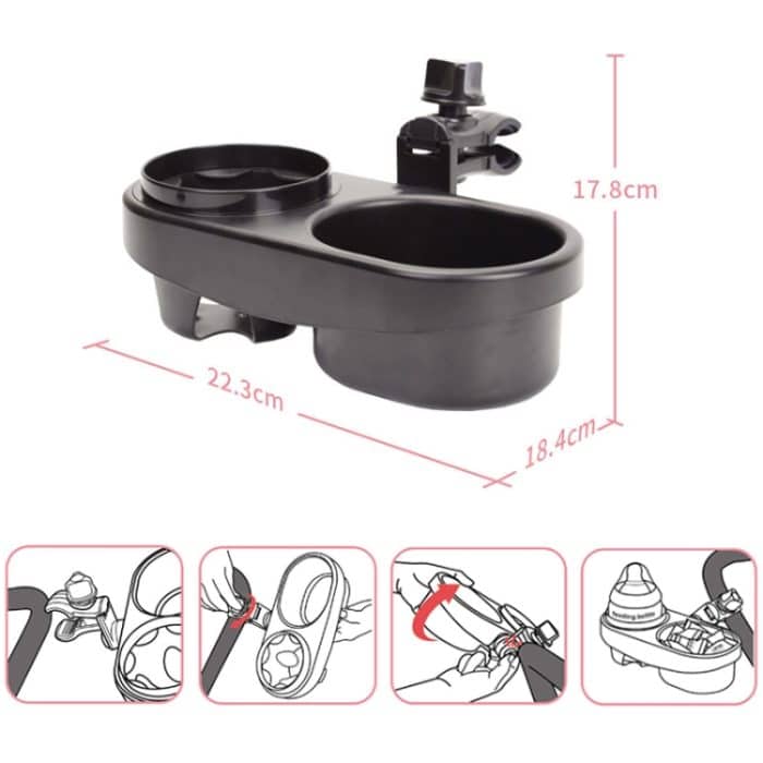 Kinderwagen-Doppelbecherhalter, Kinderwagen-Flaschen-Snackbox-Regal, J4100 – Bild 3