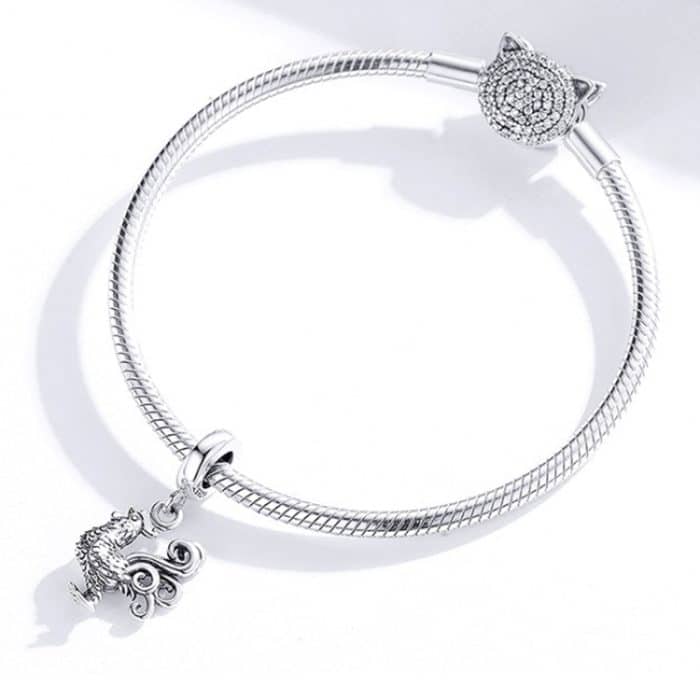 SCC1337 Hahn 925 Silber Anhänger DIY Perlenarmband Zubehör – Bild 4