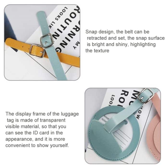 5 Stück runder Bordkarten-Gepäckanhänger aus weichem Leder mit Nähten – Bild 3