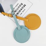 5 Stück runder Bordkarten-Gepäckanhänger aus weichem Leder mit Nähten – Bild 4