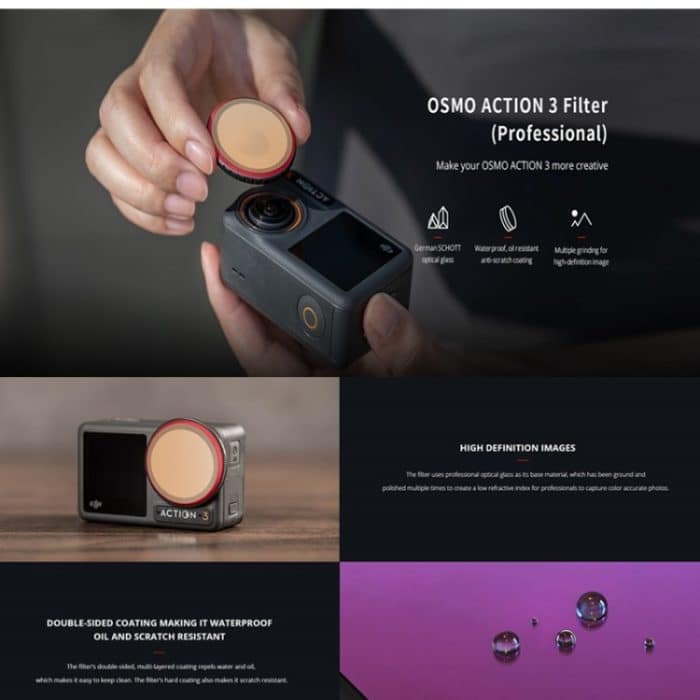 PGYTECH für DJI OSMO Action 3 Filterkameraobjektiv Pro-Version, Spezifikation:, UV, CPL, ND 8/16/32/64, NDPL 8/16/32/64 – Bild 3