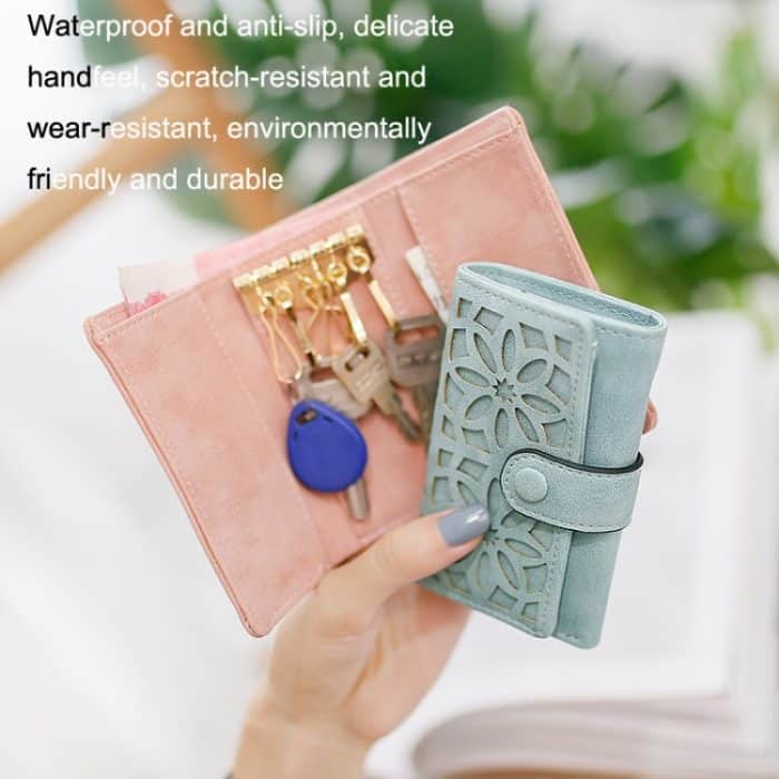 Multifunktionale PU-Damen-Schlüsseltasche mit dreifacher Faltschnalle, PU Black, PU Grey, PU Red, PU Pink, PU Green, PU Blue – Bild 6