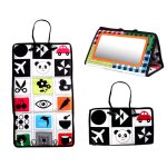 Baby-Hängespielzeug, faltbarer Baby-Sehtrainingsmuster-Spiegel, Red Yellow, Black Red