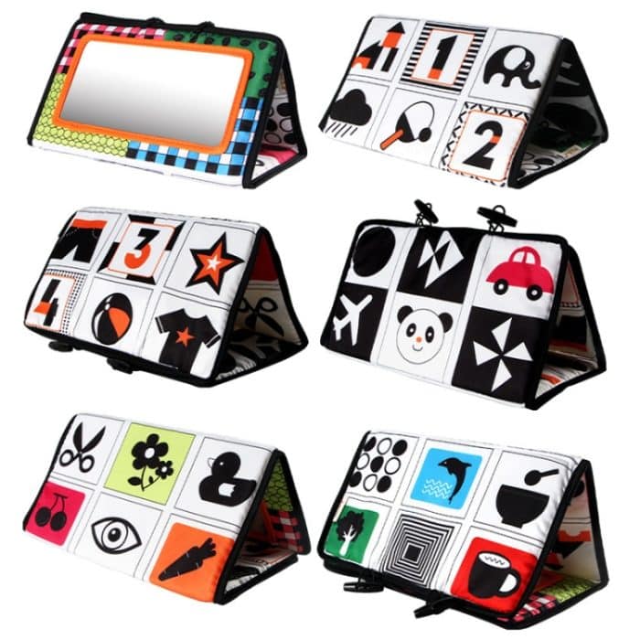 Baby-Hängespielzeug, faltbarer Baby-Sehtrainingsmuster-Spiegel, Red Yellow, Black Red – Bild 5