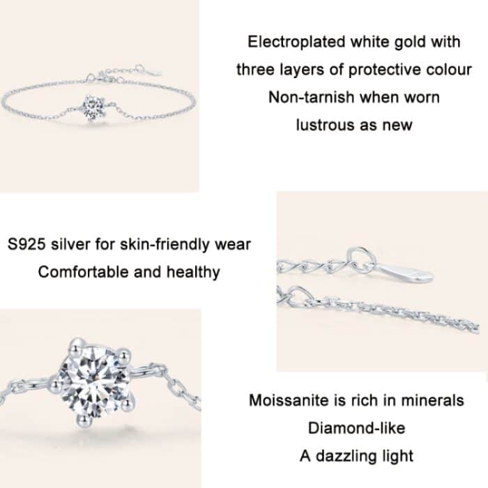 Armband aus glitzerndem und moissanitfarbenem S925-Sterlingsilber – Bild 4