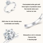 MSR006 Sterling Silber S925 Moissanit Ring mit sechs Krallen, weiß vergoldeter Schmuck – Bild 4