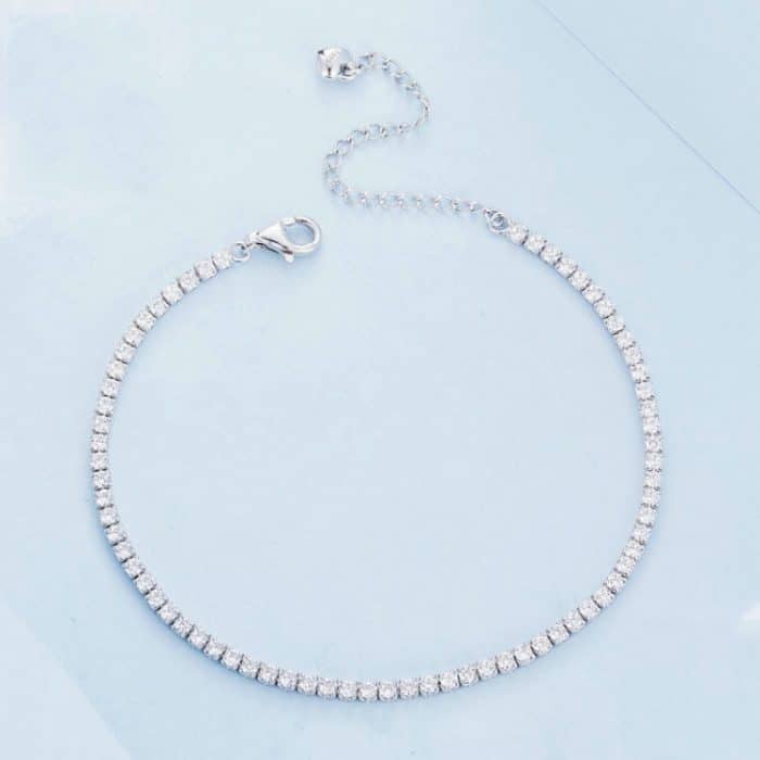 S925 Sterling Silber Weißgold vergoldetes Pop-Zirkonia-Armband – Bild 2