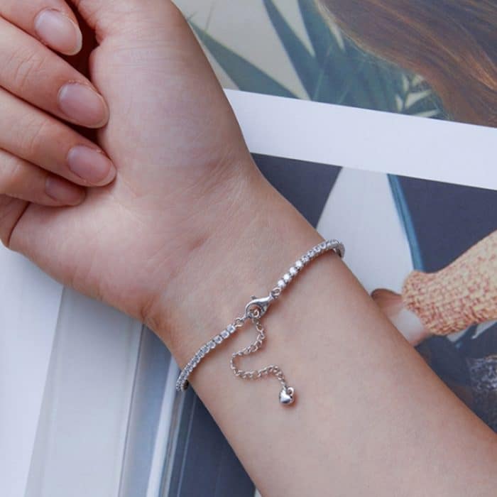 S925 Sterling Silber Weißgold vergoldetes Pop-Zirkonia-Armband – Bild 5