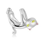 S925 Sterling Silber süße weiße Katze Perlenarmband Zubehör