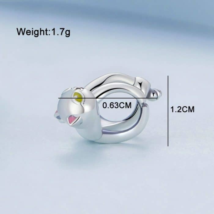 S925 Sterling Silber süße weiße Katze Perlenarmband Zubehör – Bild 3