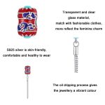 Sterling Silber S925 Glückswolken Rote Laterne Armband Perlenanhänger – Bild 4