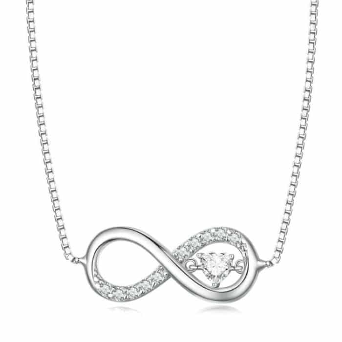 Halskette mit Infinity-Herz und endlosem Symbol aus Sterlingsilber, S925-Zirkonia – Bild 1