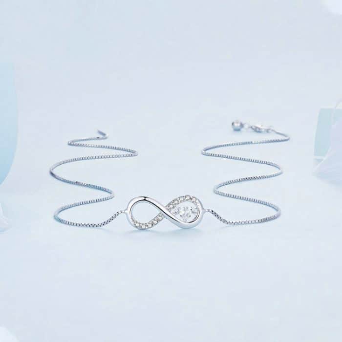 Halskette mit Infinity-Herz und endlosem Symbol aus Sterlingsilber, S925-Zirkonia – Bild 2