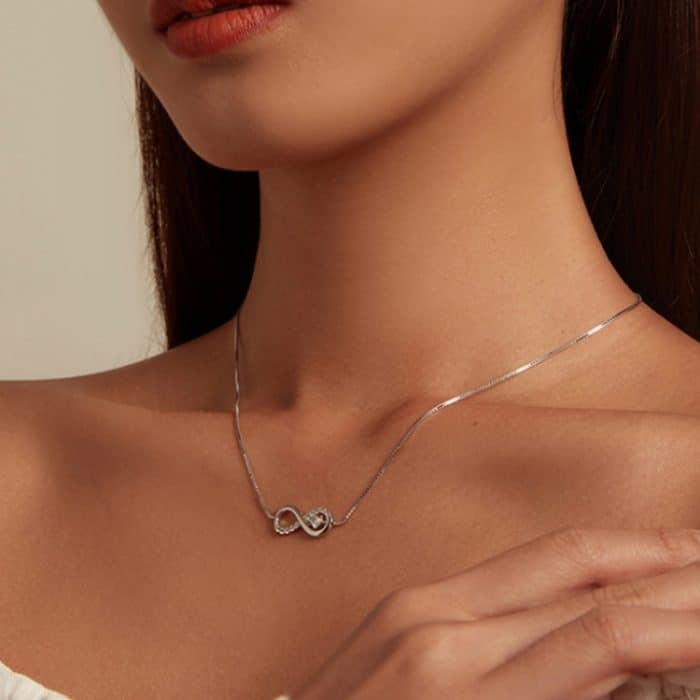 Halskette mit Infinity-Herz und endlosem Symbol aus Sterlingsilber, S925-Zirkonia – Bild 6