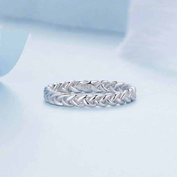 Geometrischer Twist-Ring aus S925-Sterlingsilber mit Weißgoldbeschichtung – Bild 2