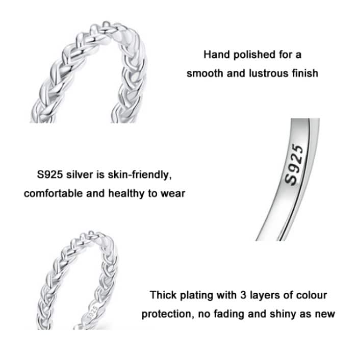 Geometrischer Twist-Ring aus S925-Sterlingsilber mit Weißgoldbeschichtung – Bild 4