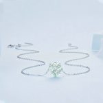 Grüner vierblättriger Kleeblatt-Anhänger aus Sterlingsilber S925, weißvergoldet – Bild 3