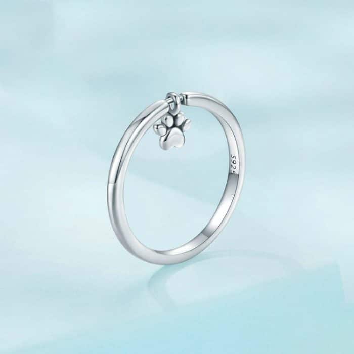 Beweglicher Ring aus Sterlingsilber S925 mit süßem Tierhundepfotenabdruck – Bild 3