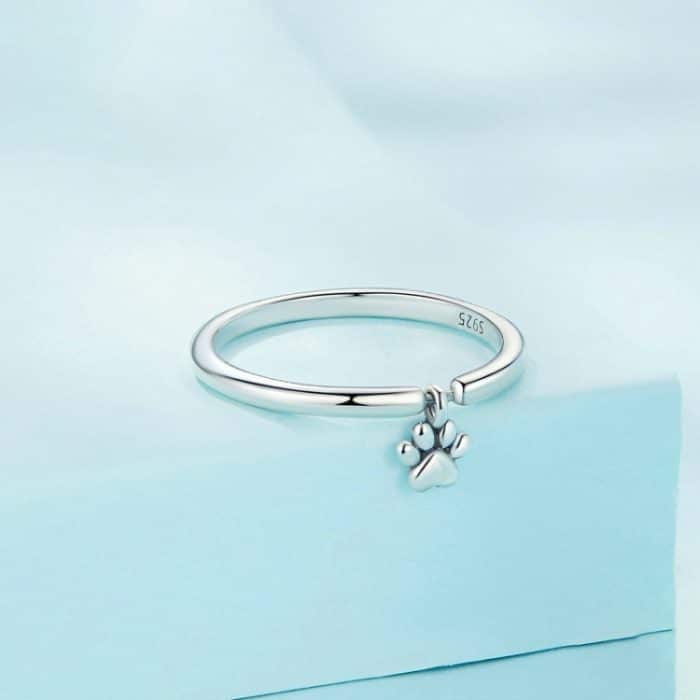 Beweglicher Ring aus Sterlingsilber S925 mit süßem Tierhundepfotenabdruck – Bild 4