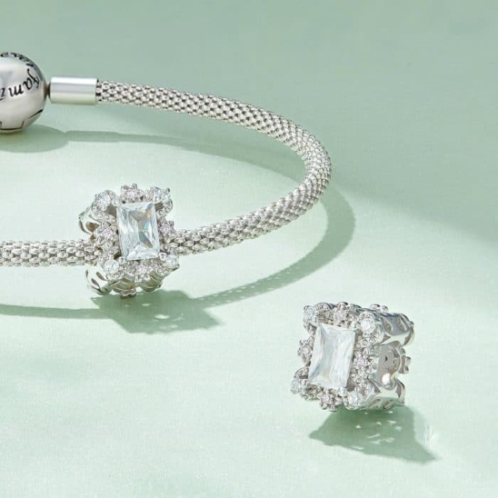 S925 Sterling Silber vergoldet Weißgold Zirkonia Blumen Armband Perlen – Bild 2