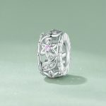 S925 Sterling Silber plattiert Weißgold Zirkon Blume Hohlmuster Armband Perlen – Bild 3