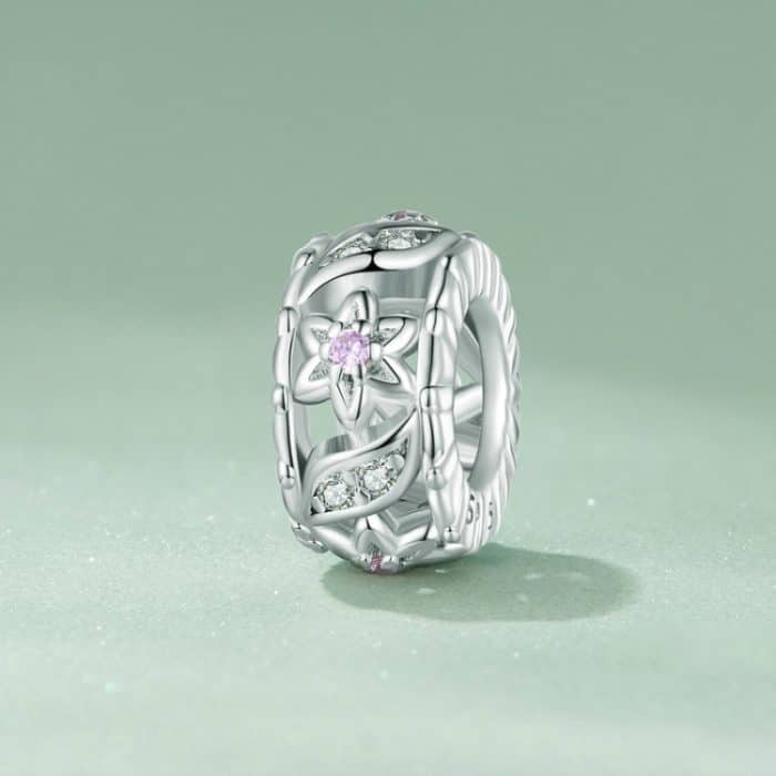 S925 Sterling Silber plattiert Weißgold Zirkon Blume Hohlmuster Armband Perlen – Bild 3