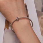 S925 Sterling Silber plattiert Weißgold Zirkon Blume Hohlmuster Armband Perlen – Bild 5