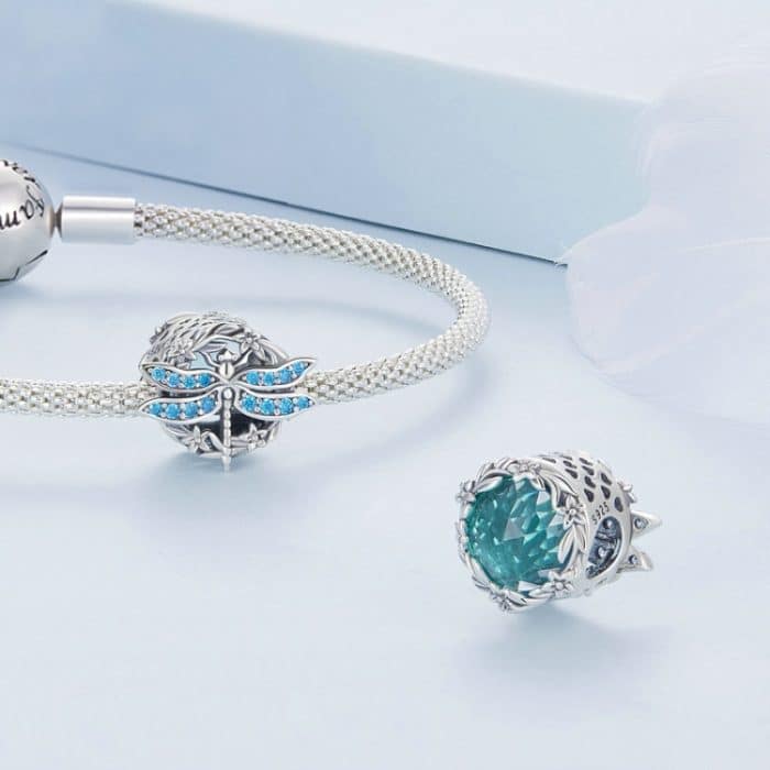 S925 Sterling Silber Libelle um Girlande Zirkon Perlenarmband – Bild 2