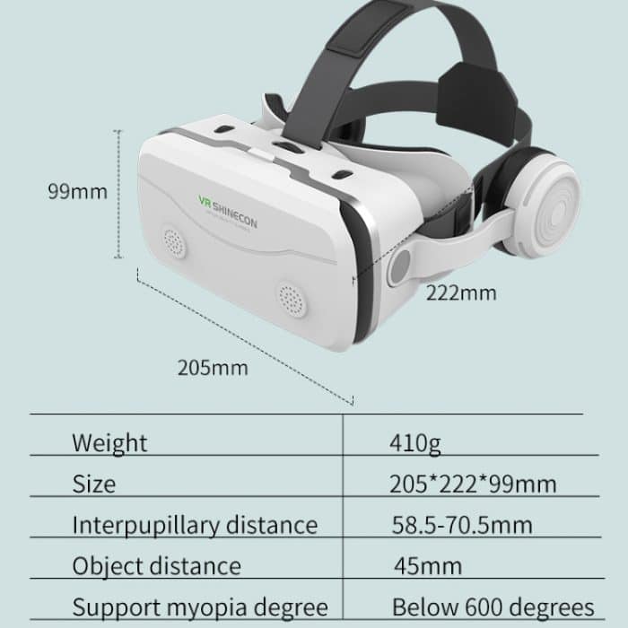 VR SHINECON G15E All-in-One-Telefon, spezielles Headset mit 3D-Brille, VR-Spielekonsole, G15E Black, G15E White – Bild 8