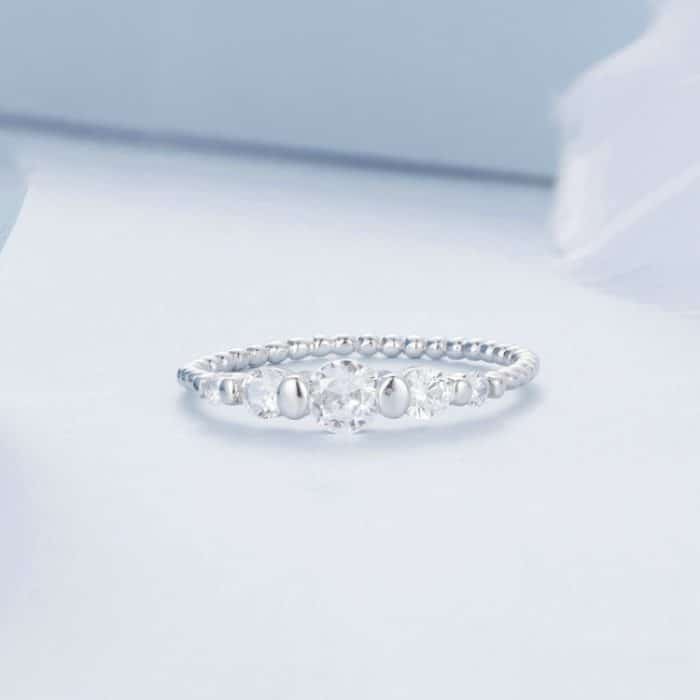 Ring aus Sterlingsilber mit S925-Weißgold und Perlenanordnung und Zirkon – Bild 2