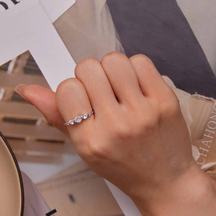 Ring aus Sterlingsilber mit S925-Weißgold und Perlenanordnung und Zirkon – Bild 4