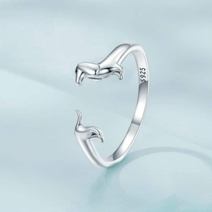 Sterling Silber S925 Dackel Süßer offener Ring – Bild 3