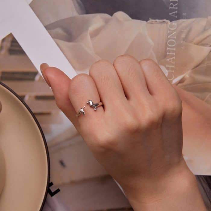 Sterling Silber S925 Dackel Süßer offener Ring – Bild 4