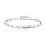 Einfaches Armband aus Sterlingsilber S925 mit rundem Ring und weißvergoldetem Zirkon