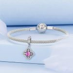 Sterling Silber S925 Roter Zirkon Iris Muster Armband Anhänger – Bild 4