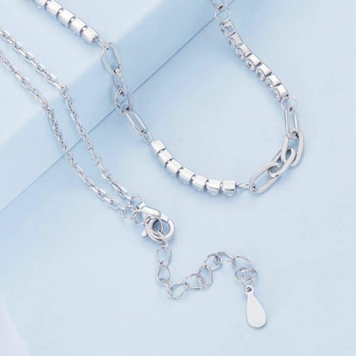 Funkelnde, gespleißte Zirkonia-Halskette aus Sterlingsilber S925 mit Weißgoldbeschichtung – Bild 4